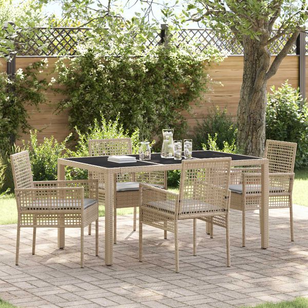 vidaXL Garten Essgruppe 5 pcs Beige Poly-Rattan