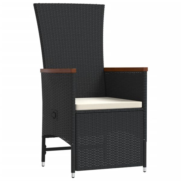 vidaXL 11-tlg. Garten-Essgruppe mit Kissen Schwarz Poly Rattan