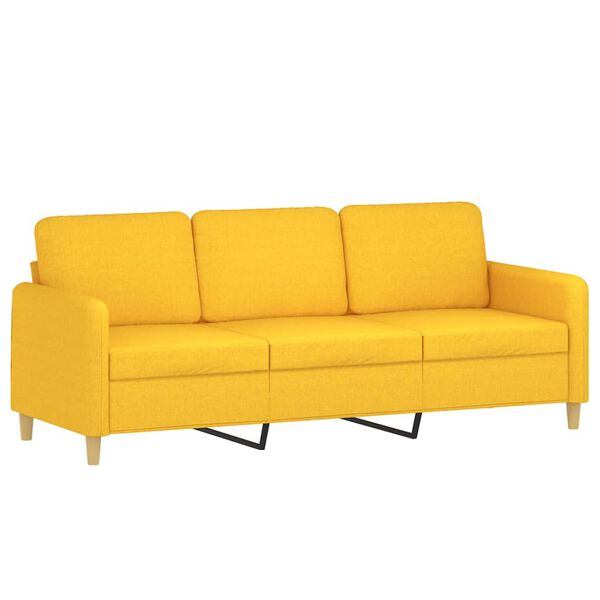 vidaXL 3-Sitzer-Sofa mit Hocker Hellgelb 180 cm Stoff