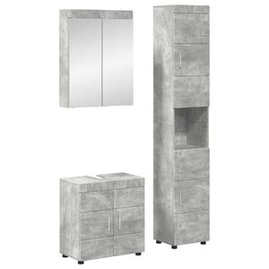 vidaXL Badezimmerm&ouml;bel-Set TULUM 3 pcs Beton Grau 60 x 34 x 63 cm