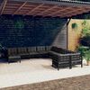 vidaXL 11-tlg. Garten-Lounge-Set mit Kissen Schwarz Kiefernholz