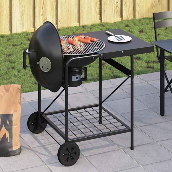 vidaXL Outdoor Grill Mit Rad Schwarz 91 x 71 x 107 cm Metall