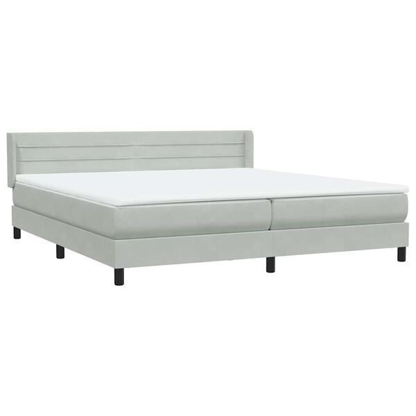 vidaXL Boxspringbett mit Matratze Hellgrau 200x210 cm Samt