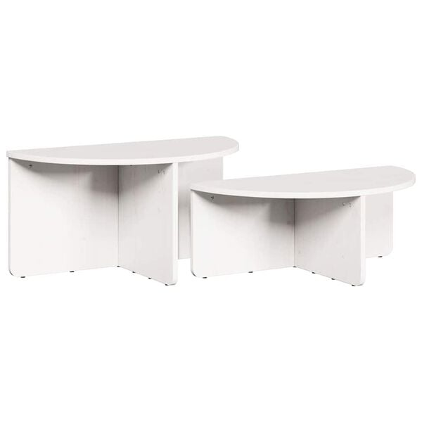 vidaXL Couchtisch 2 pcs Weiß Massivholz Kiefer