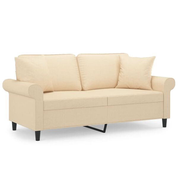 vidaXL 2-Sitzer-Sofa mit Kissen Creme 140 cm Stoff