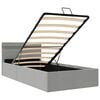 vidaXL Bett mit Bettkasten Hydraulisch LED Hellgrau Stoff 100x200 cm