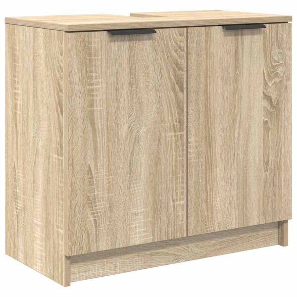 vidaXL Badezimmerschrank mit Speicher Sonoma-Eiche 64,5 x 33,5 x 59 cm