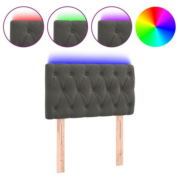 vidaXL LED Kopfteil Dunkelgrau 80x7x78/88 cm Samt