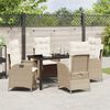 vidaXL Garten Essgruppe mit Kissen 5 pcs Beige Poly-Rattan