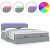 vidaXL Ottoman-Bett mit Matratzen & LEDs Hellgrau 200x200 cm Stoff