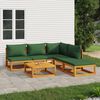 vidaXL 6-tlg. Garten-Lounge-Set mit Grünen Kissen Massivholz