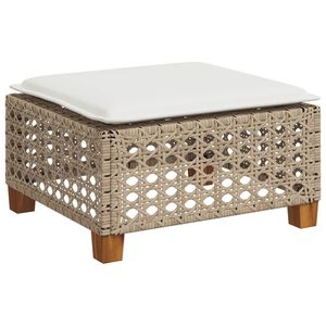 vidaXL Gartenhocker mit Kissen Beige 63,5x56x32 cm Poly Rattan