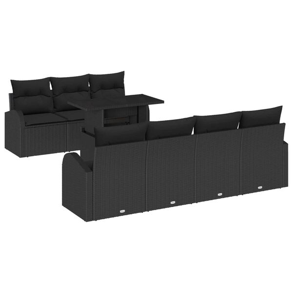 vidaXL Gartensofa-set mit Kissen mit Kissen 8 pcs Schwarz Poly Rattan