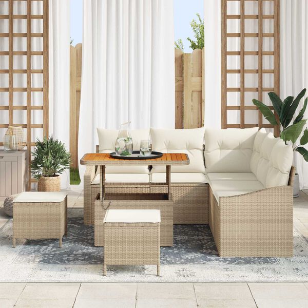 vidaXL Gartensofa-set mit Kissen 8 pcs Beige Poly-Rattan