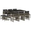 vidaXL 11-tlg. Garten-Essgruppe mit Kissen Grau Poly Rattan