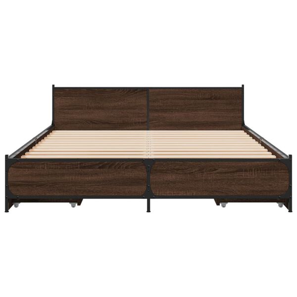 vidaXL Bettgestell mit Schubladen Braun Eichen-Optik 120x200 cm