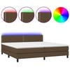 vidaXL Boxspringbett mit Matratze & LED Dunkelbraun 200x200 cm Stoff