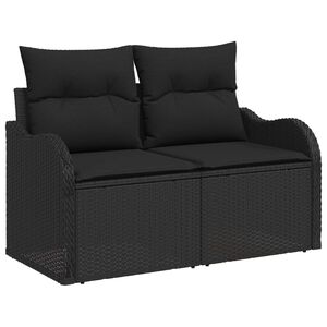 vidaXL Gartensofa mit Kissen Schwarz 121 x 62 x 69cm Poly-Rattan