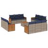 vidaXL 13-teiliges Gartensofa-Set mit Kissen, grau, Polyrattan