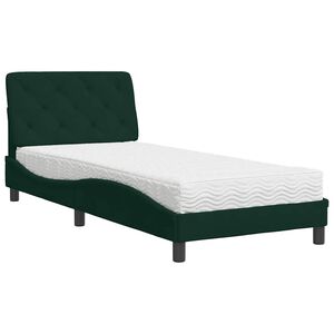 vidaXL Bett mit Matratze Dunkelgr&uuml;n 90x190 cm Samt