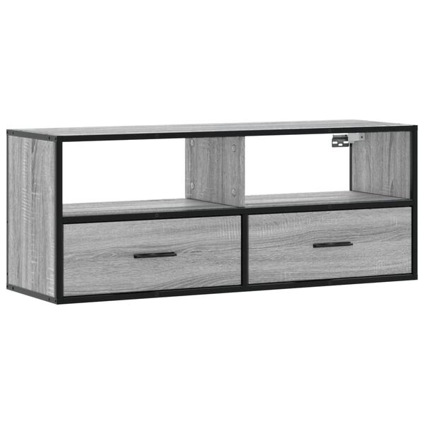 vidaXL TV-Schrank Grau Sonoma 100x31x39,5 cm Holzwerkstoff und Metall