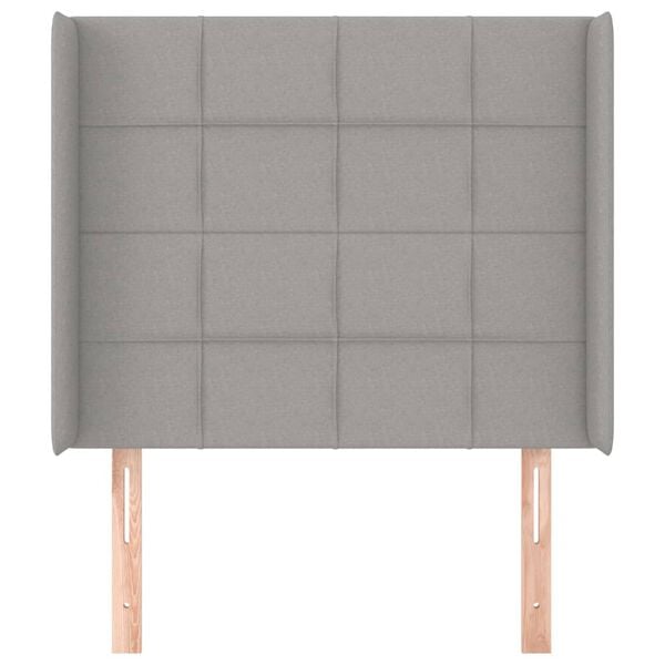 vidaXL Kopfteil mit Ohren Hellgrau 93x16x118/128 cm Stoff
