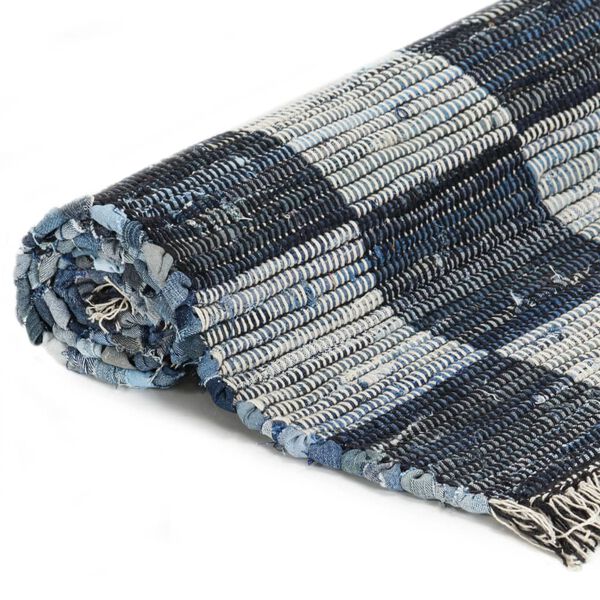 vidaXL Chindi-Teppich Handgewebt Denim 120x170 cm Blau