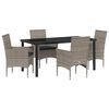 vidaXL Tisch- und Stuhlset mit Kissen 5 pcs Grau PE-Rattan