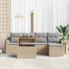 vidaXL Garten-Sofa-Set mit Speicher 6 pcs Beige Poly Rattan