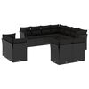 vidaXL 11-tlg. Garten-Sofagarnitur mit Kissen Schwarz Poly Rattan