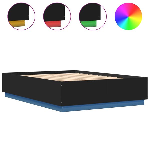 vidaXL Bett mit LED-Beleuchtung ohne Matratze Schwarz 120x200 cm