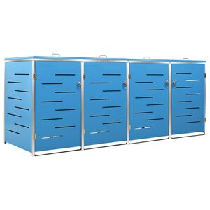 vidaXL M&uuml;lltonnenbox f&uuml;r 4 Tonnen 276,5x77,5x112,5 cm Edelstahl