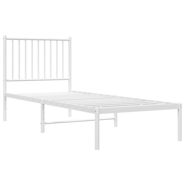 vidaXL Metallbett ohne Matratze mit Kopfteil Wei&szlig; 75x190 cm