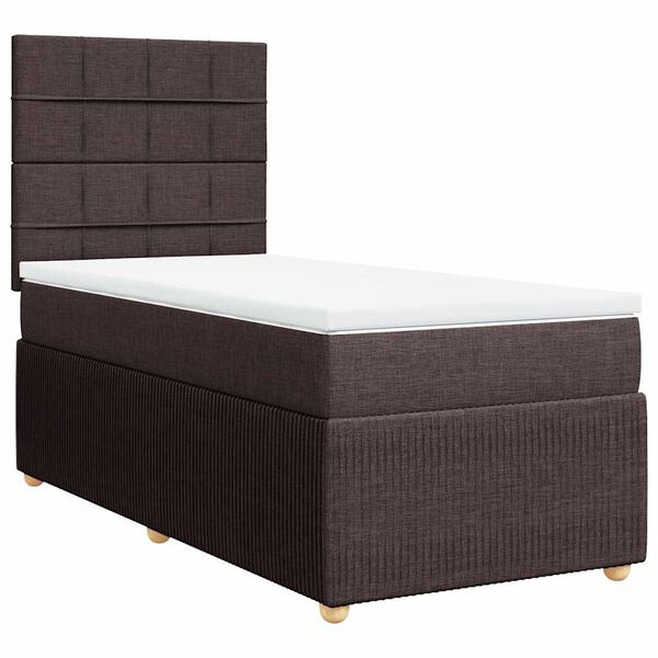 vidaXL Boxspringbett mit Matratze Dunkelbraun 90x200 cm Stoff