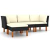 vidaXL 4-tlg. Garten-Lounge-Set mit Kissen Poly Rattan Schwarz
