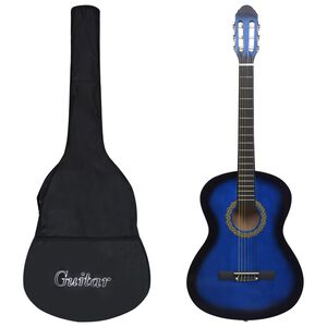 vidaXL Klassikgitarre f&uuml;r Anf&auml;nger mit Tasche Blau 4/4 39"