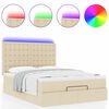 vidaXL Ottoman-Bett mit Matratze & LEDs Creme 140x190 cm Stoff