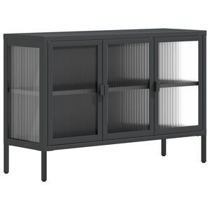 vidaXL Sideboard Schwarz 105x35x70 cm Glas und Stahl