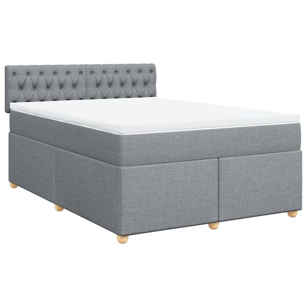 vidaXL Boxspringbett mit Matratze Hellgrau 160x200 cm Stoff
