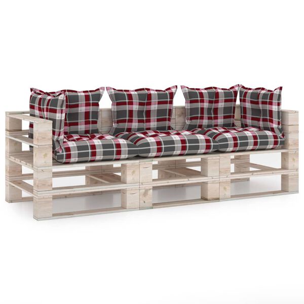 vidaXL Garten-Palettensofa 3-Sitzer mit Kissen Kiefernholz