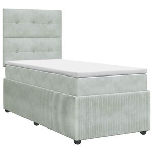 vidaXL Boxspringbett mit Matratze mit Kopfteil Hellgrau Einzeln Samt