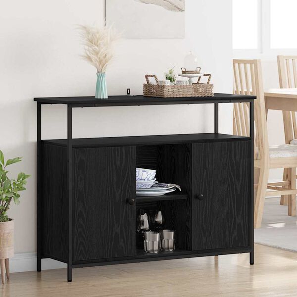 vidaXL Sideboard Schwarz Eichen-Optik 100 x 35 x 80 cm Holzwerkstoff