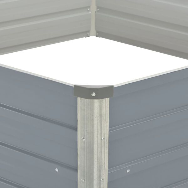 vidaXL Hochbeet 129 x 129 x 46 cm Verzinkter Stahl Grau