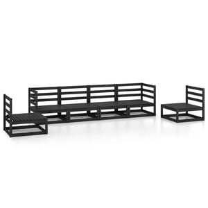 vidaXL 6-tlg. Garten-Lounge-Set Schwarz Massivholz Kiefer