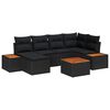 vidaXL Garten-Sofa-Set mit Kissen 7 pcs Schwarz Poly Rattan