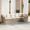 vidaXL Garten-Sofa-Set mit Kissen 7 pcs Beige Poly Rattan