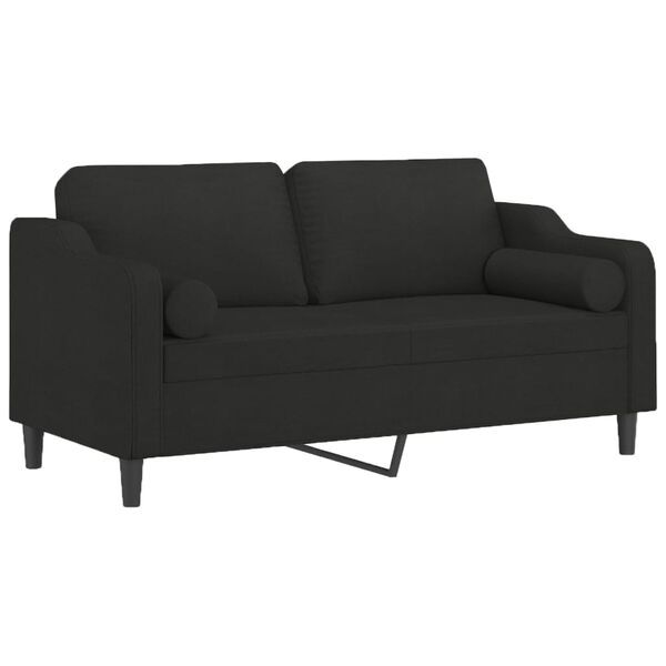 vidaXL 2-Sitzer-Sofa mit Kissen Schwarz 140 cm Stoff