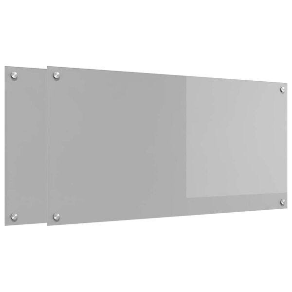 vidaXL Küchenrückwand 2 pcs Hellgrau 100 x 50 cm Gehärtetes Glas