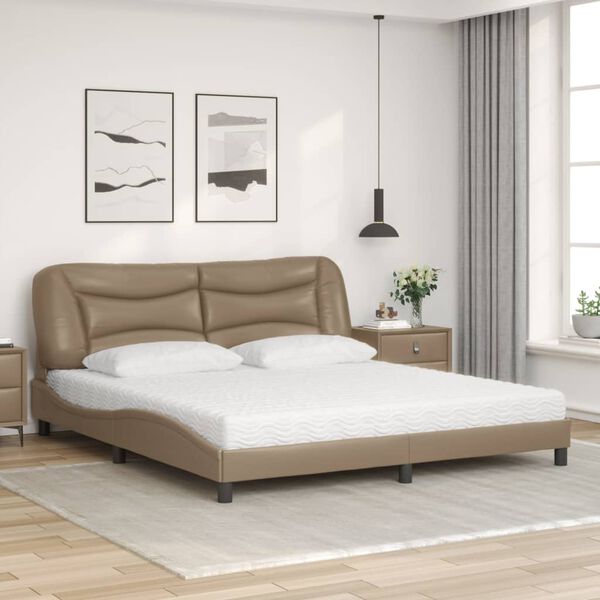 vidaXL Bett mit Matratze "Hvar" Cappuccino-Braun 180x200 cm Kunstleder