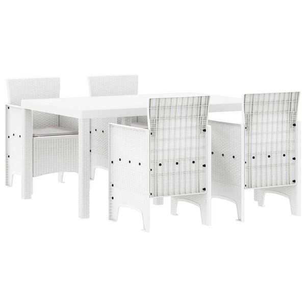 vidaXL Garten Essgruppe 5 pcs Wei&szlig; Polt Rattan